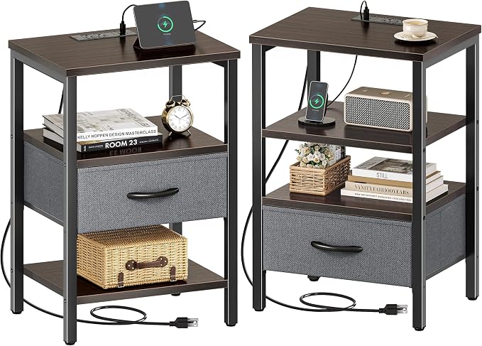 SUPERJARE Nightstand Set of 2 by SUPERJARE