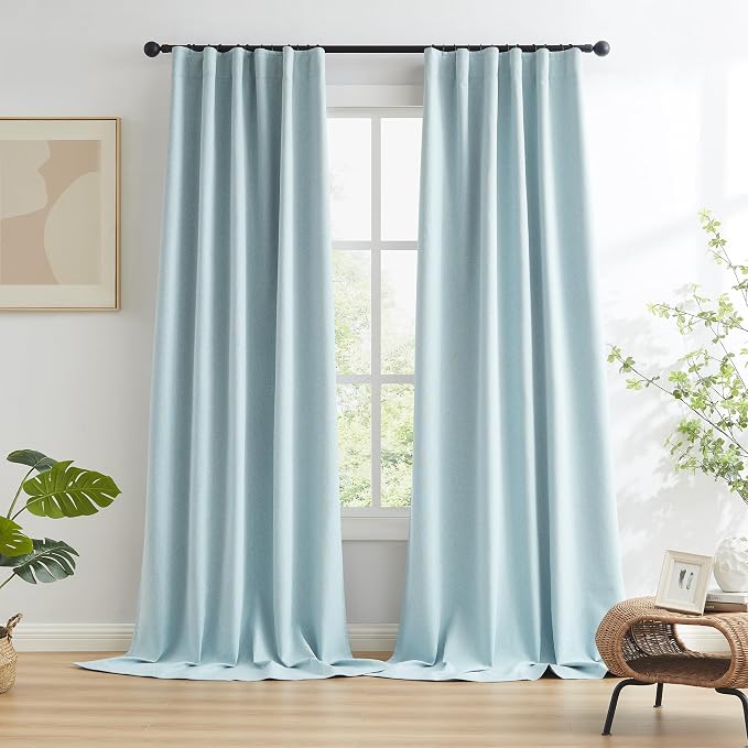 Blackout Linen Curtain Panels, Totally Shaded Draperies 84 Inches Long - Image 2