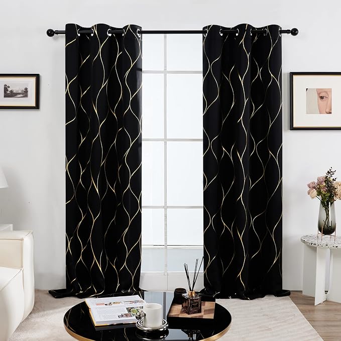 Deconovo Curtains for Living Room, Pattern Blackout Curtains 72 Inches Long | - Image 2