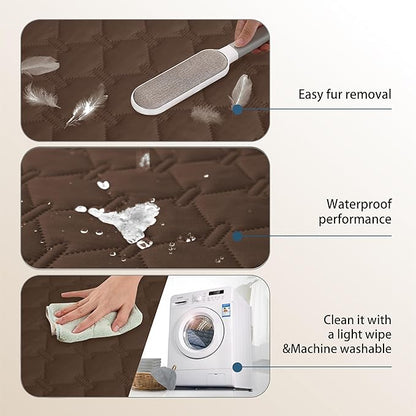 gogobunny 3X Stronger Waterproof Pet Blanket, Scratch Proof Furniture Protector for Dogs Cats, Reversible Cover 68x82 Inch, Dark Chocolate