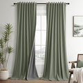 Sage Green 100% Blackout Linen Curtains by Guken