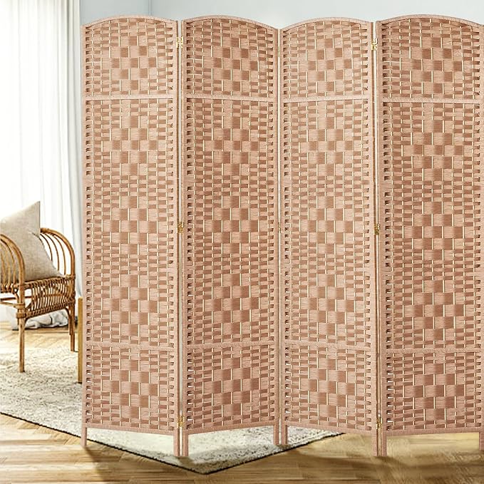 RHF Room Divider Panel, 4Panel Partition Room Dividers, Wall Divider, Natural | - Image 2
