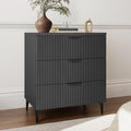 25.6" W Black Fluted Nightstand by SUNWAVEHOME