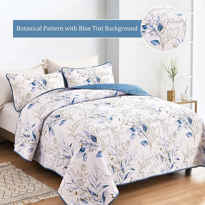 Anibedding Botanical Quilt Set Full, Soft Microfiber, Spring Autumn Lightweight - Image 3