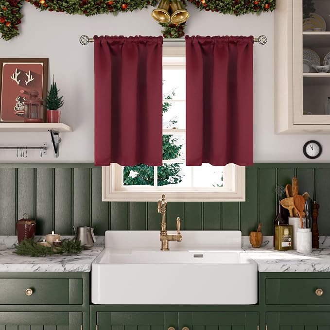 BGment Burgundy Blackout Curtains 36 Inches Long by BGment
