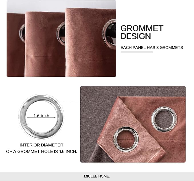 MIULEE Velvet Curtains Dusty Rose Pink 52 x 108 Inch Length Set of 2 | Extra - Image 2