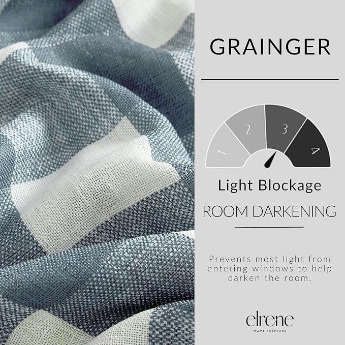 Grainger Buffalo Check Blackout Window Curtain, Chambray - Image 4