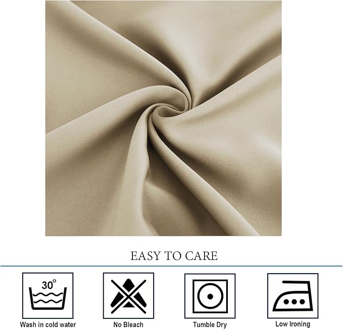 Diraysid Beige Grommet Blackout Curtains - Image 5