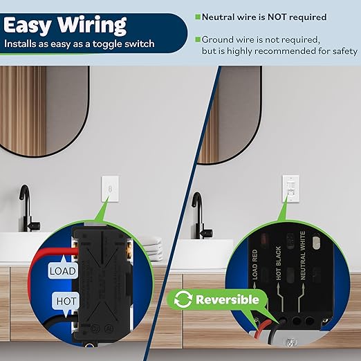 TOPGREENER Occupancy/Vacancy PIR Motion Sensor Light Switch, CDS Sensor with Learning Function, No Neutral Required, 200W Incandescent / 150W LED Load, UL Listed, Screwless Wall Plate, White, 4 Pack