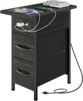 Huuger Narrow End Table with Charging Station, Side Table with 2 Drawers | Slim by Huuger