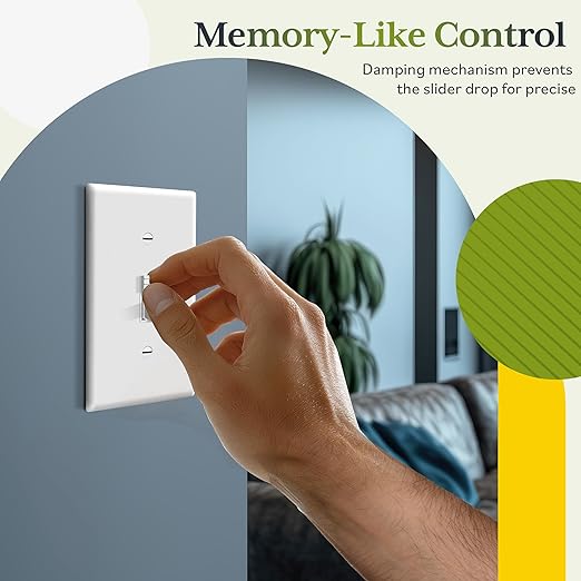TG Toggle Dimmer Switch for LED, CFL, Incandescent Bulbs, Single-Pole or 3-Way, 2-Wire, No Neutral Required, Quiet Glide, UL-Listed, Wall Plate Included, White, 10-Pack
