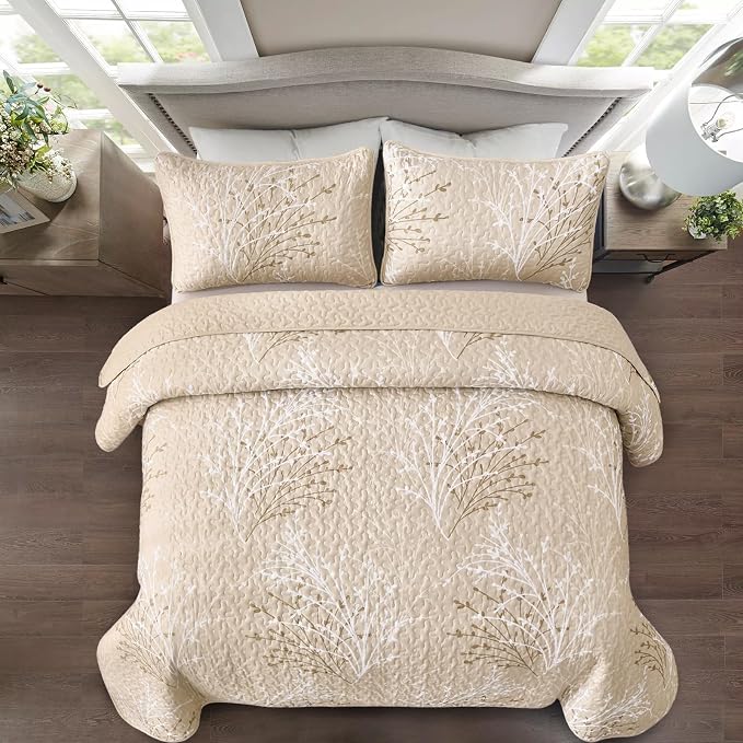 DJY Beige Quilt Set King Size - Image 3