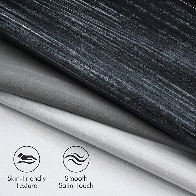 MIULEE Black and Greyish White Ombre Blackout Curtains 52Wx96L Set of 2 | Full - Image 4