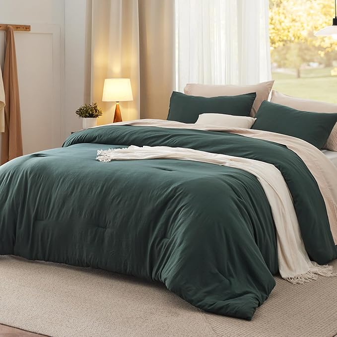 Bedsure Oversized King Comforter Set, Forest Green Soft Prewashed Bedding by Unknown