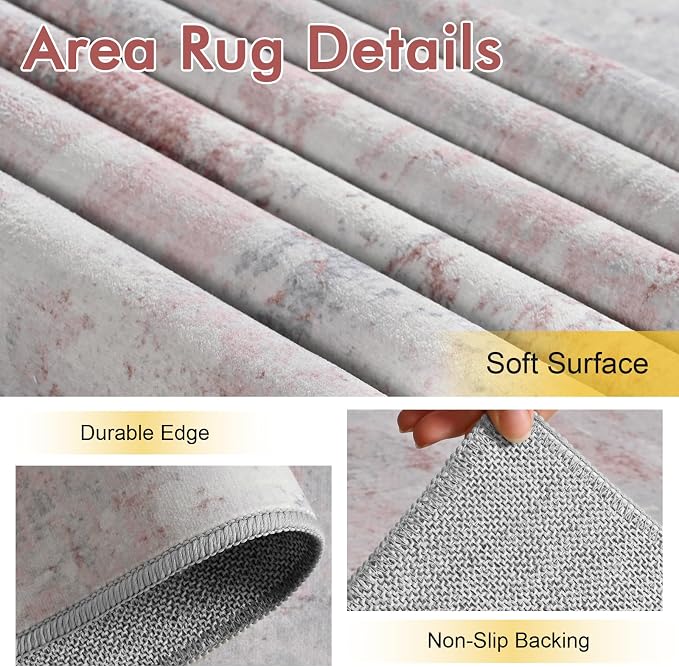 4x6 Ft Area Rugs for Living Room, Soft Non-Slip Washable Rugs Modern Abstract - Image 5