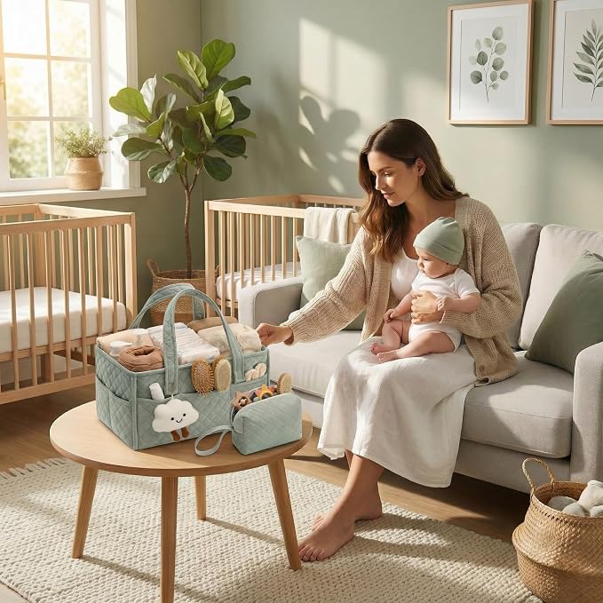 Baby Diaper Caddy Organizer, Baby Basket Shower Gift, Portable Changing Table - Image 6