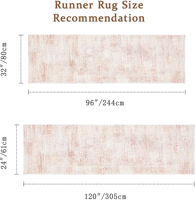 Latte&Fog Washable Hallway 2.6x8 Runner Pink Rug - Image 2