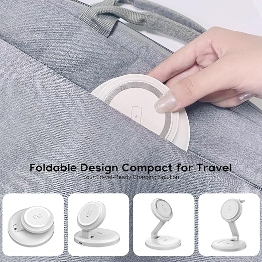 Charging Station for Apple Magnetic Wireless iPhone Mag-Safe Charger,15W 3in1 Foldable Wireless Dock Fast MagSafe Charger Stand for iPhone 17 Pro Max/16 Plus/16 ProMax/15/14/13,Apple Watch,AirPods Pro