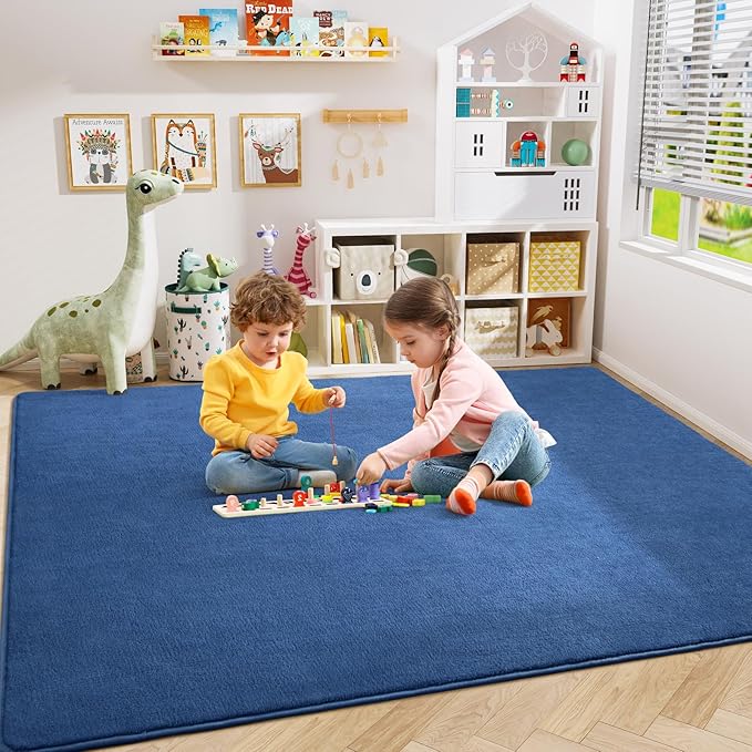 Modern Area Rugs for Bedroom Living Room, 4x6 Blue Memory Foam Rug | Thickened - Image 4