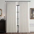 Blackout Beige White Curtains 98 Inch Long 2 Panels Set by PleatedDrapes