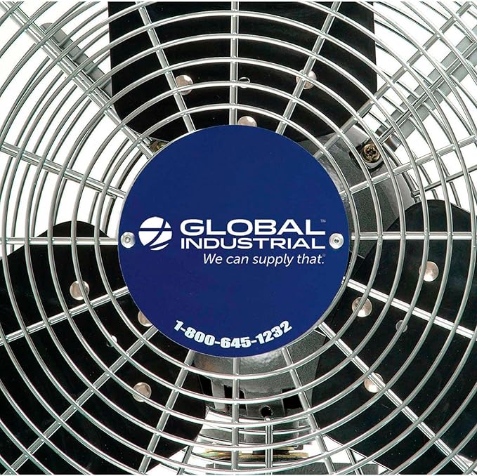 Global Industrial Commercial Wall Mount Fan, Fixed and Oscillating, 30" Diameter, 1/3 HP, 3 Speed, 8775 CFM at 1100 RPM, Tilting Head, For Indoor Use Only