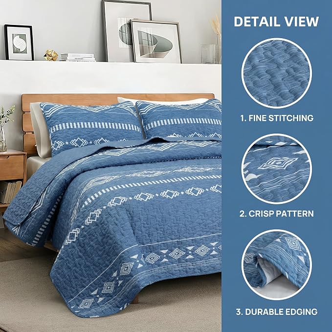 Whale Flotilla Reversible Blue Print Quilt Twin Size - Image 9