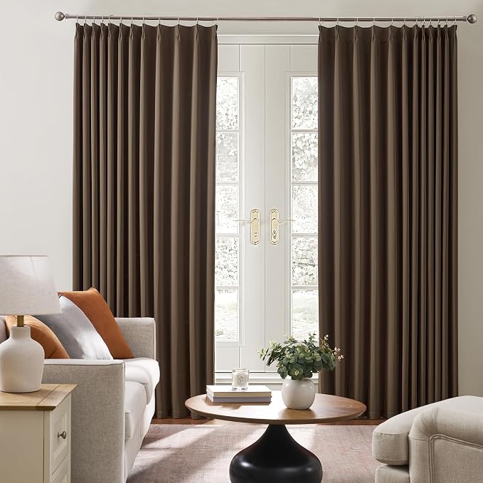 Brown Blackout Curtains 156 Inches Long 13 feet Tall, Extra Long Pinch Pleats - Image 4