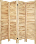 4 Panel Room Divider, Freestanding Wooden Privacy Screen | Solid paulownia wood by Unknown