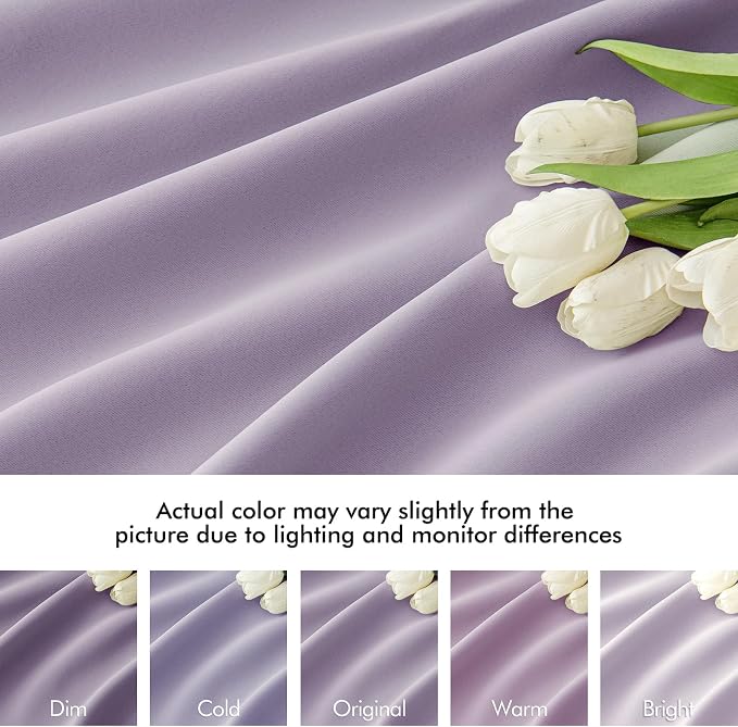 MIULEE Lilac Back Tab Blackout Curtains 52x120 Inch Long 2 Panels Set | Rod - Image 8
