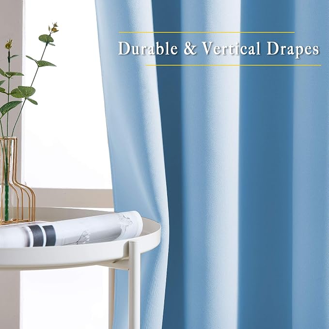 NICETOWN Blue Blackout Curtains 84 inch Length 2 Panels, Grommet Thermal - Image 5