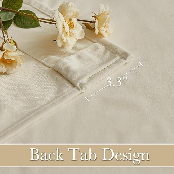 RYB Home Light Beige Velvet Curtains 84 inches Length - Image 2