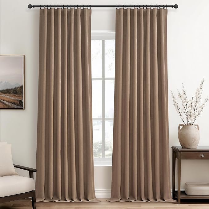 Extra Long Custom 105 Inch Curtains, 100% Blackout Curtains by QJMYDECO