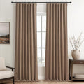 RustBrown Black Out 96 Inch Long Boho Curtains 2 Panel Set, Farmhouse Curtains by QJMYDECO
