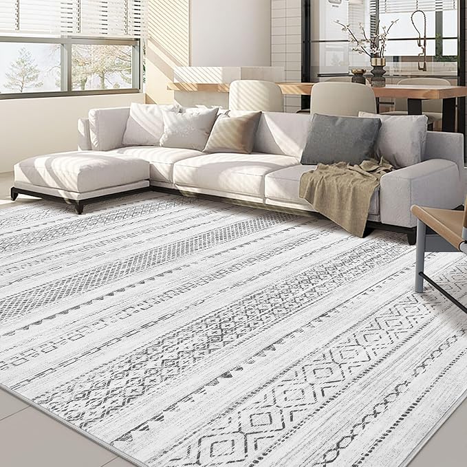 Nakagishi Area Rug Living Room Rugs: 12X15 Machine Washable Boho Large Neutral by NakagishiAreaRug