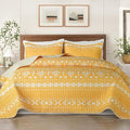 Whale Flotilla Reversible Yellow Print Quilt Twin Size by WHALEFLOTILLA