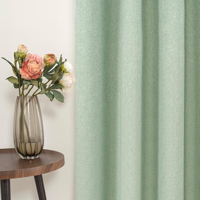 YoungsTex Light Green Linen 100% Blackout Curtains - Image 7