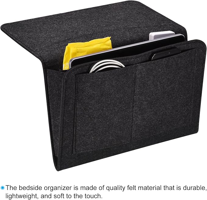 PATIKIL 13in Bedside Caddy, Bed Caddy Bedside Organizer Hanging 5 Pocket Soft - Image 4