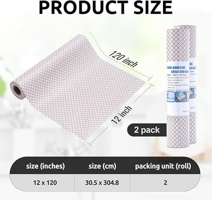 RAY STAR 12X120 Inch Shelf Liner for Kitchen Cabinets, Non-Adhesive Cabinet Liner Washable, PVC Drawer Liner for Dresser Non-Slip Bathroom (Circle)(2 Roll)