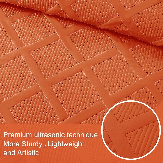 Exclusivo Mezcla Twin Size Quilt Set, Burnt Orange | Soft Bedspreads - Image 4
