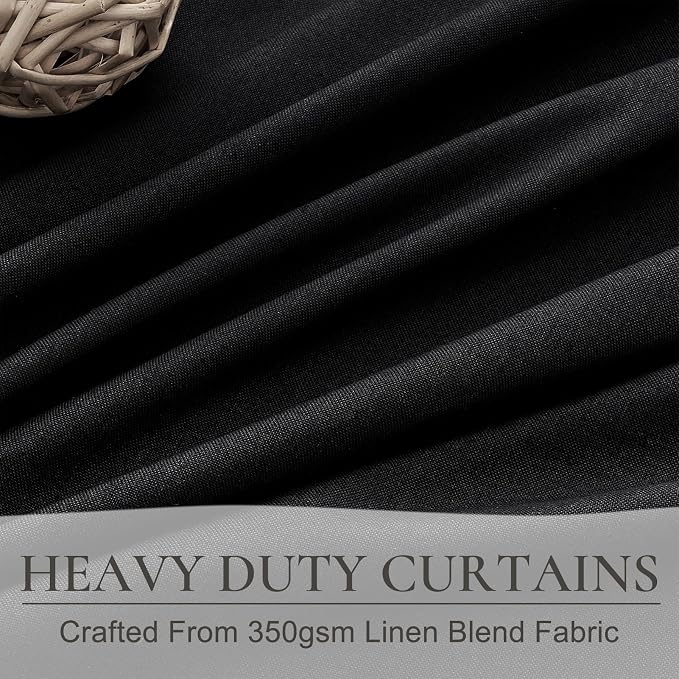 QJmydeco Extra Long 120 Inch Black Curtains - Image 5