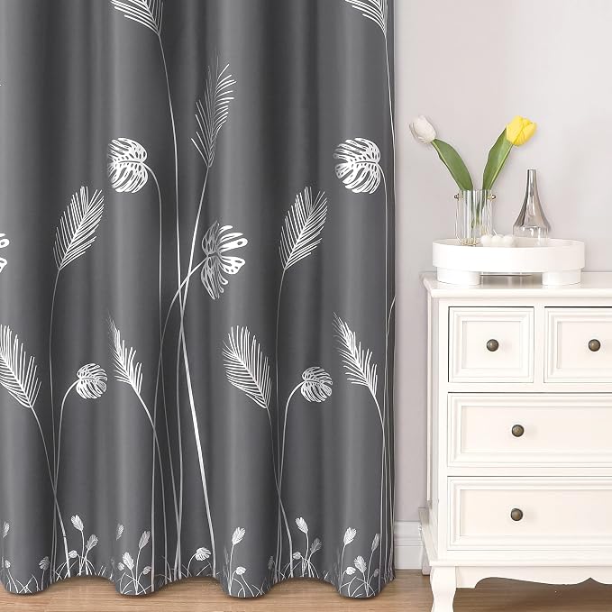 Silver Palm Tree Printed Curtains Light Blocking Curtains Thermal Insulated - Image 2