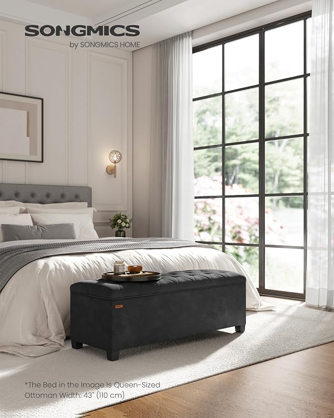SONGMICS Velvet Storage Ottoman Bench, Foot Rest - Image 2