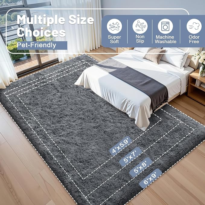 OLANLY 4x10 Area Rugs for Living Room Bedroom, Machine Washable Soft Fluffy - Image 9