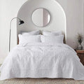 White Damask Quilt California Cal King Size Bedding Sets by B2EVER