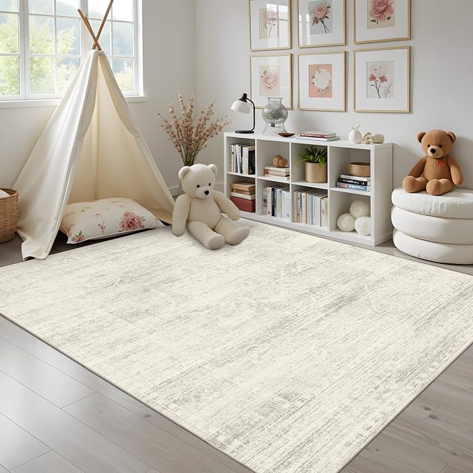 Latte&Fog 6x9 Area Rugs for Living Room Washable Large Neutral Ivory Rugs | for - Image 4