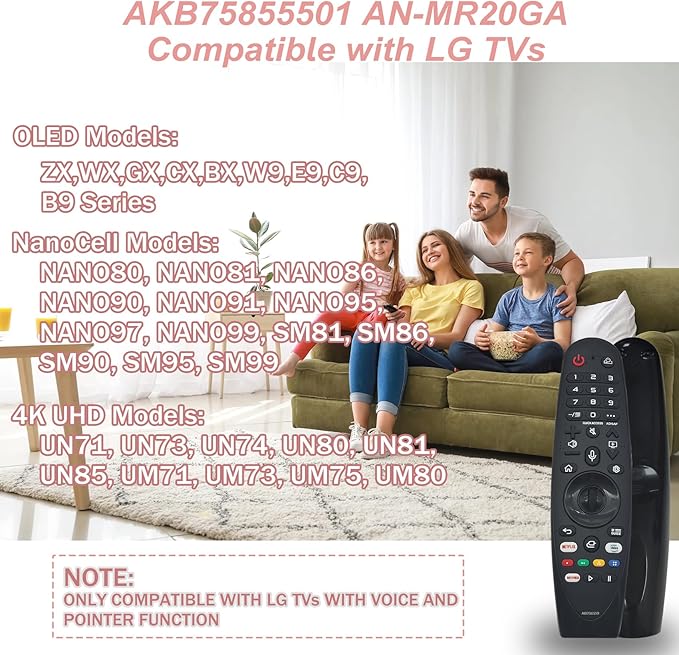 AKB75855501 AN-MR20GA for LG TV Remote, OLED QNED NanoCell 4K UHD Voice Magic Remote Control, Replace for LG TV Control AN-MR650, AN-MR19BA, AN-MR18BA, with Netflix Prime Keys, Pointer Function