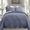 Cmfshape Oversized Floral Embroidery Quilt Set, 3 Pieces Super King Quilt by cmfshape-quiltset