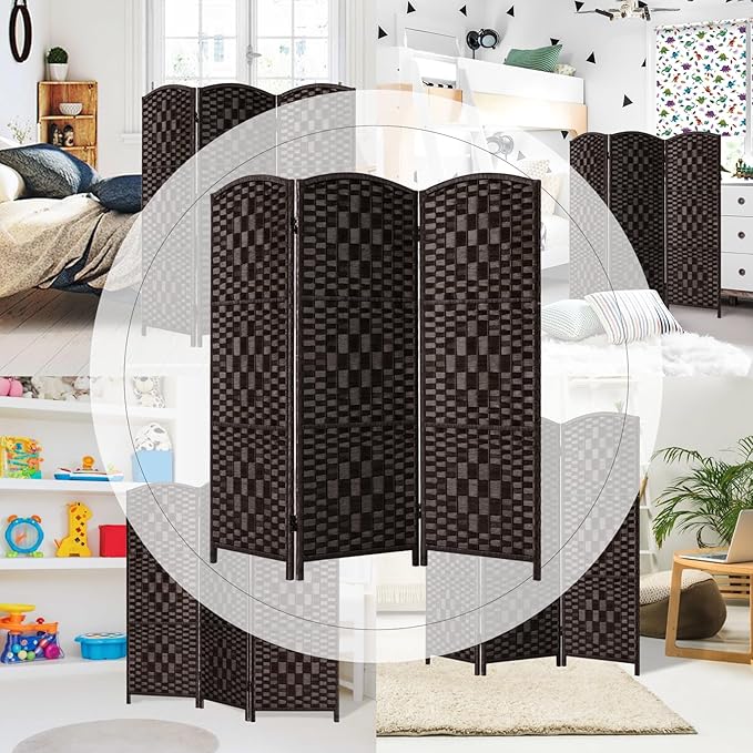 HALLYBEE Short Room Divider Folding Privacy Screens, 3 Panel Dark Mocha | - Image 6
