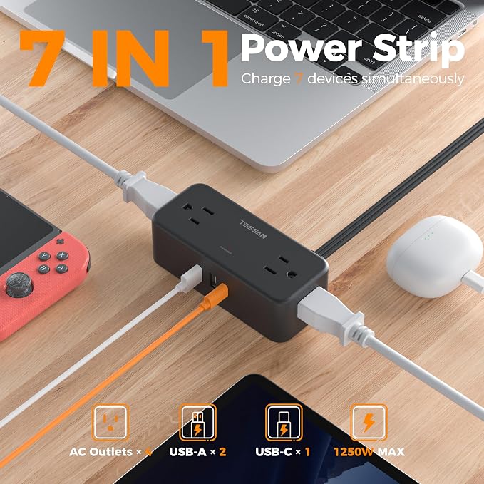 TESSAN Extension Cord 10 FT, Power Strip - Image 3