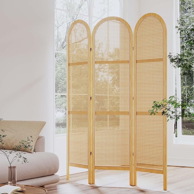Svimi Room Dividers and Folding Privacy Screens, Pine Wood 5.6 Ft Double Hinged - Image 9